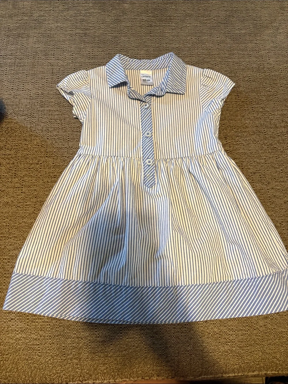 Carters Denim Polka Dot Dress and Blue Stripe Cotton Dress Set 18 months